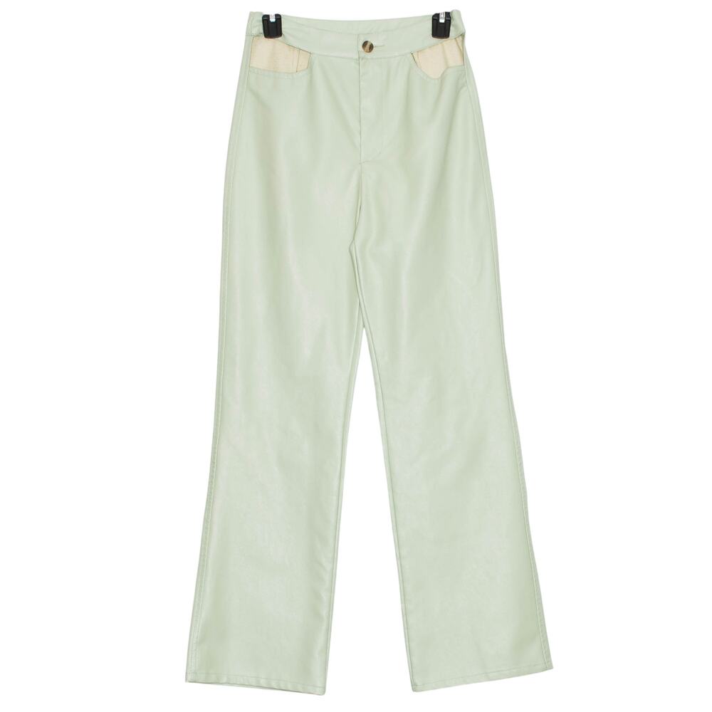 Bailey Rose Pants Faux Leather Y2K Streetwear Minimalist Retro 90s Green Small